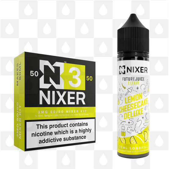 Lemon Cheesecake by Future Juice x Nixer E Liquid | 60ml Long Fill, Nicotine Type: Regular Nicotine, Strength & Size: 03mg • 60ml • Inc Shots (50/50)