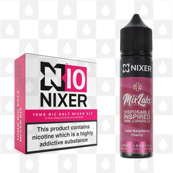 Lime Raspberry Cherry by Mix Labs x Nixer E Liquid | 60ml Long Fill, Nicotine Type: Nicotine Salt, Strength & Size: 10mg Salt • 60ml • Inc Shots (50/50)