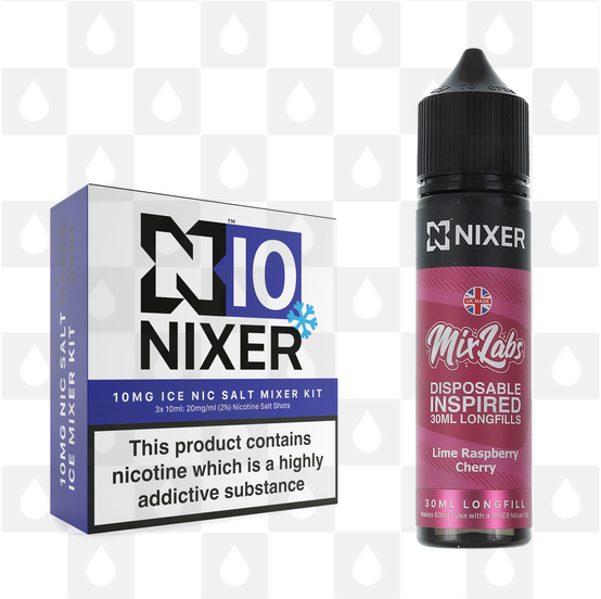 Lime Raspberry Cherry by Mix Labs x Nixer E Liquid | 60ml Long Fill, Nicotine Type: Nicotine Salt, Strength & Size: 10mg Salt Ice • 60ml • Inc Shots (50/50)