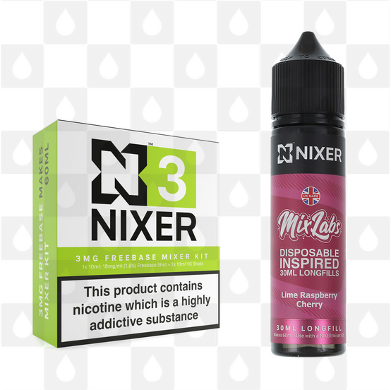 Lime Raspberry Cherry by Mix Labs x Nixer E Liquid | 60ml Long Fill, Nicotine Type: Regular Nicotine, Strength & Size: 03mg • 60ml • Inc Shots (70/30)