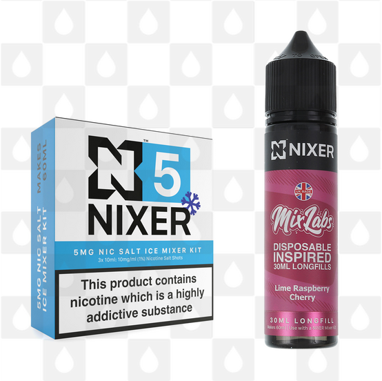 Lime Raspberry Cherry by Mix Labs x Nixer E Liquid | 60ml Long Fill, Nicotine Type: Nicotine Salt, Strength & Size: 05mg Ice Salt • 60ml • Inc Shots (50/50)