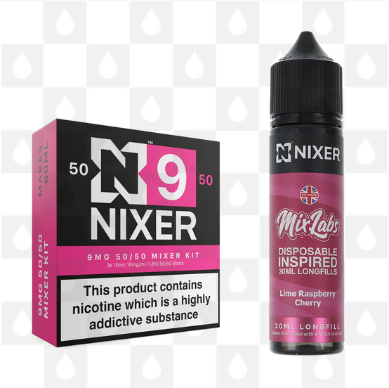 Lime Raspberry Cherry by Mix Labs x Nixer E Liquid | 60ml Long Fill, Nicotine Type: Regular Nicotine, Strength & Size: 09mg • 60ml • Inc Shots (50/50)