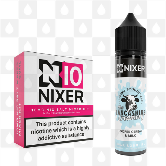 Looper Cereal & Milk by The Lancashire Creamery x Nixer E Liquid | 60ml Long Fill, Nicotine Type: Nicotine Salt, Strength & Size: 10mg Salt • 60ml • Inc Shots (50/50)
