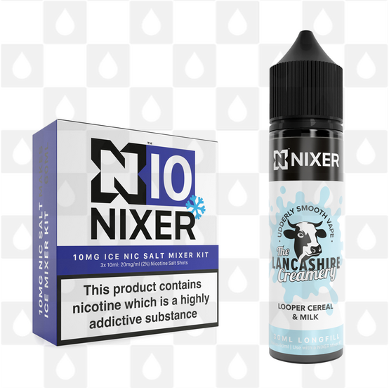Looper Cereal & Milk by The Lancashire Creamery x Nixer E Liquid | 60ml Long Fill, Nicotine Type: Nicotine Salt, Strength & Size: 10mg Salt Ice • 60ml • Inc Shots (50/50)