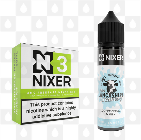 Looper Cereal & Milk by The Lancashire Creamery x Nixer E Liquid | 60ml Long Fill, Nicotine Type: Regular Nicotine, Strength & Size: 03mg • 60ml • Inc Shots (70/30)