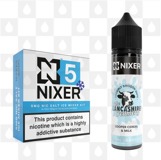 Looper Cereal & Milk by The Lancashire Creamery x Nixer E Liquid | 60ml Long Fill, Nicotine Type: Nicotine Salt, Strength & Size: 05mg Ice Salt • 60ml • Inc Shots (50/50)