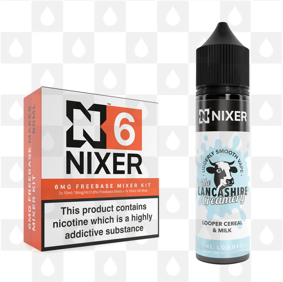 Looper Cereal & Milk by The Lancashire Creamery x Nixer E Liquid | 60ml Long Fill, Nicotine Type: Regular Nicotine, Strength & Size: 06mg • 60ml • Inc Shots (70/30)