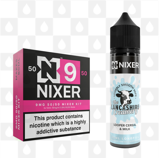 Looper Cereal & Milk by The Lancashire Creamery x Nixer E Liquid | 60ml Long Fill, Nicotine Type: Regular Nicotine, Strength & Size: 09mg • 60ml • Inc Shots (50/50)