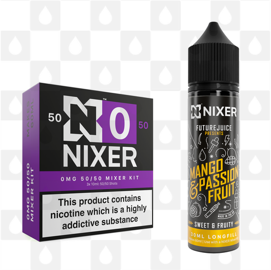Mango & Passionfruit by Future Juice x Nixer E Liquid | 60ml Long Fill, Nicotine Type: Nicotine Free, Strength & Size: 00mg • 60ml • Inc VG/PG Shots (50/50)
