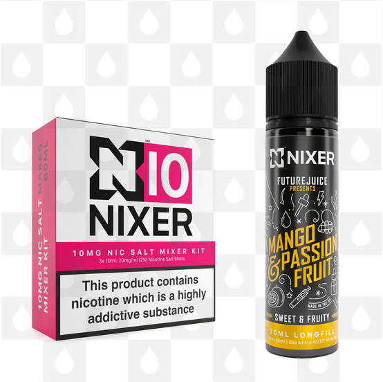 Mango & Passionfruit by Future Juice x Nixer E Liquid | 60ml Long Fill, Nicotine Type: Nicotine Salt, Strength & Size: 10mg Salt • 60ml • Inc Shots (50/50)