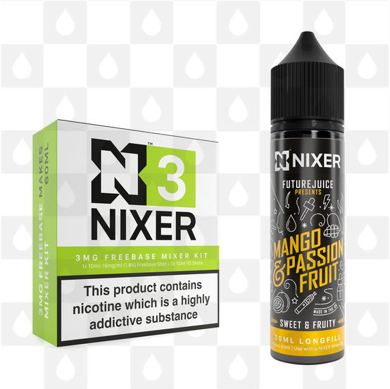 Mango & Passionfruit by Future Juice x Nixer E Liquid | 60ml Long Fill, Nicotine Type: Regular Nicotine, Strength & Size: 03mg • 60ml • Inc Shots (70/30)