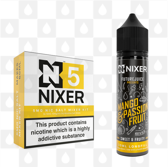 Mango & Passionfruit by Future Juice x Nixer E Liquid | 60ml Long Fill, Nicotine Type: Nicotine Salt, Strength & Size: 05mg Salt • 60ml • Inc Shots (50/50)