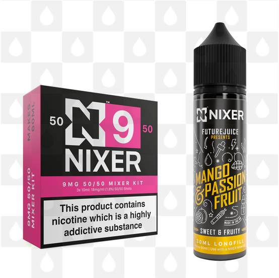 Mango & Passionfruit by Future Juice x Nixer E Liquid | 60ml Long Fill, Nicotine Type: Regular Nicotine, Strength & Size: 09mg • 60ml • Inc Shots (50/50)
