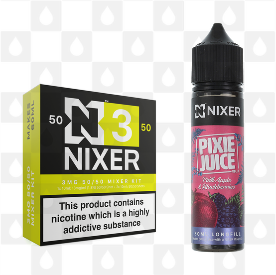 Pink Apple & Blackberries by Pixie Juice x Nixer E Liquid | 60ml Long Fill, Nicotine Type: Regular Nicotine, Strength & Size: 03mg • 60ml • Inc Shots (50/50)