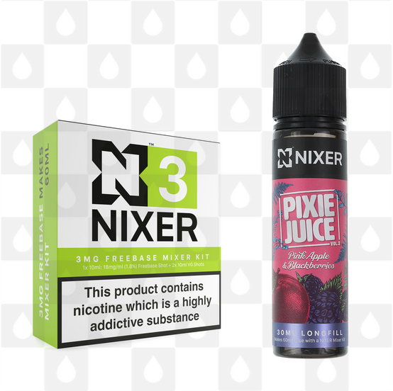 Pink Apple & Blackberries by Pixie Juice x Nixer E Liquid | 60ml Long Fill, Nicotine Type: Regular Nicotine, Strength & Size: 03mg • 60ml • Inc Shots (70/30)