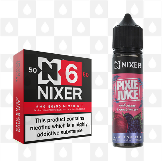Pink Apple & Blackberries by Pixie Juice x Nixer E Liquid | 60ml Long Fill, Nicotine Type: Regular Nicotine, Strength & Size: 06mg • 60ml • Inc Shots (50/50)