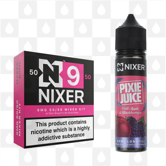 Pink Apple & Blackberries by Pixie Juice x Nixer E Liquid | 60ml Long Fill, Nicotine Type: Regular Nicotine, Strength & Size: 09mg • 60ml • Inc Shots (50/50)