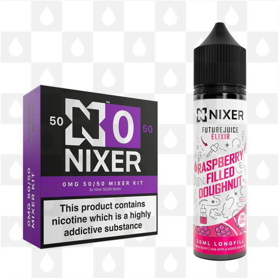 Raspberry Filled Doughnut by Future Juice x Nixer E Liquid | 60ml Long Fill, Nicotine Type: Nicotine Free, Strength & Size: 00mg • 60ml • Inc VG/PG Shots (50/50)