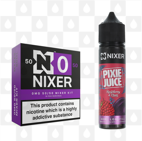 Raspberry & Plum by Pixie Juice x Nixer E Liquid | 60ml Long Fill, Nicotine Type: Nicotine Free, Strength & Size: 00mg • 60ml • Inc VG/PG Shots (50/50)