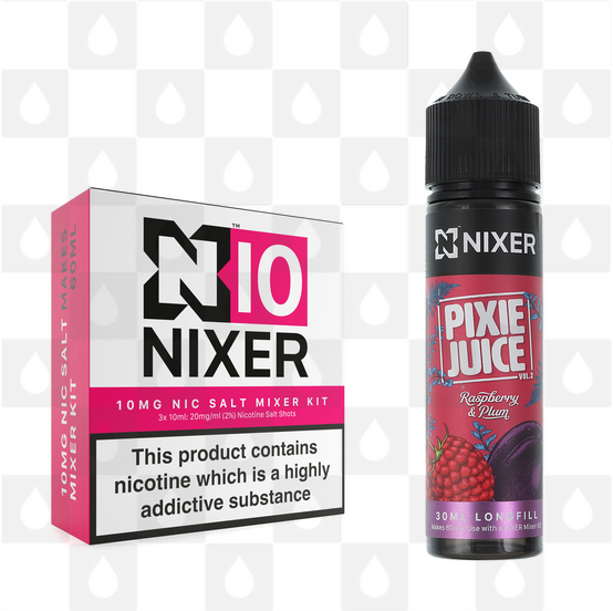 Raspberry & Plum by Pixie Juice x Nixer E Liquid | 60ml Long Fill, Nicotine Type: Nicotine Salt, Strength & Size: 10mg Salt • 60ml • Inc Shots (50/50)