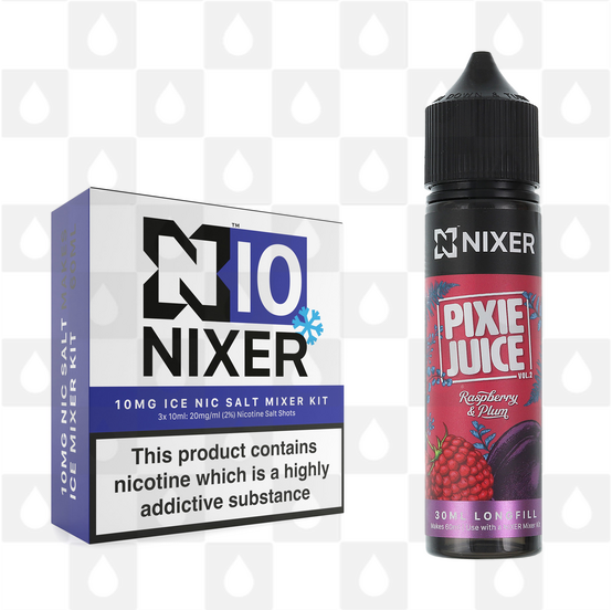 Raspberry & Plum by Pixie Juice x Nixer E Liquid | 60ml Long Fill, Nicotine Type: Nicotine Salt, Strength & Size: 10mg Salt Ice • 60ml • Inc Shots (50/50)