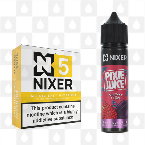Raspberry & Plum by Pixie Juice x Nixer E Liquid | 60ml Long Fill, Nicotine Type: Nicotine Salt, Strength & Size: 05mg Salt • 60ml • Inc Shots (50/50)
