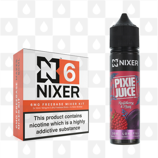 Raspberry & Plum by Pixie Juice x Nixer E Liquid | 60ml Long Fill, Nicotine Type: Regular Nicotine, Strength & Size: 06mg • 60ml • Inc Shots (70/30)