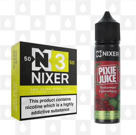 Redcurrant & Gooseberry by Pixie Juice x Nixer E Liquid | 60ml Long Fill, Nicotine Type: Regular Nicotine, Strength & Size: 03mg • 60ml • Inc Shots (50/50)
