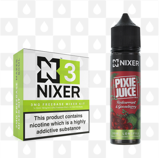 Redcurrant & Gooseberry by Pixie Juice x Nixer E Liquid | 60ml Long Fill, Nicotine Type: Regular Nicotine, Strength & Size: 03mg • 60ml • Inc Shots (70/30)