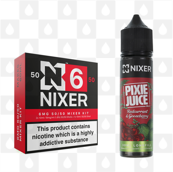 Redcurrant & Gooseberry by Pixie Juice x Nixer E Liquid | 60ml Long Fill, Nicotine Type: Regular Nicotine, Strength & Size: 06mg • 60ml • Inc Shots (50/50)