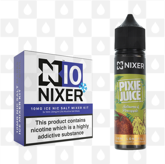 Satsuma & Pineapple by Pixie Juice x Nixer E Liquid | 60ml Long Fill, Nicotine Type: Nicotine Salt, Strength & Size: 10mg Salt Ice • 60ml • Inc Shots (50/50)