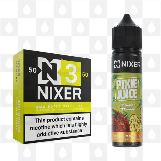 Satsuma & Pineapple by Pixie Juice x Nixer E Liquid | 60ml Long Fill, Nicotine Type: Regular Nicotine, Strength & Size: 03mg • 60ml • Inc Shots (50/50)