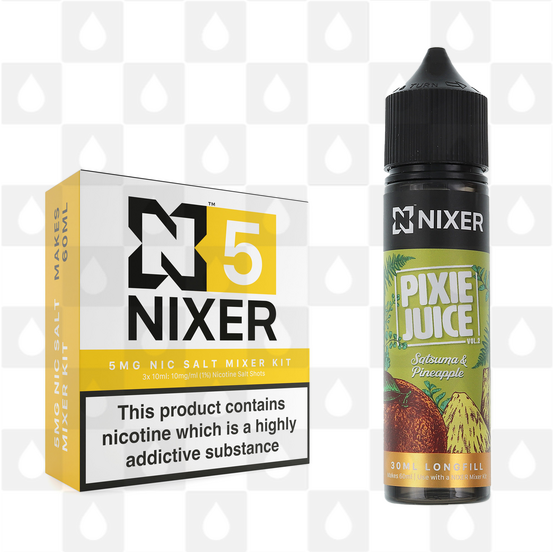 Satsuma & Pineapple by Pixie Juice x Nixer E Liquid | 60ml Long Fill, Nicotine Type: Nicotine Salt, Strength & Size: 05mg Salt • 60ml • Inc Shots (50/50)