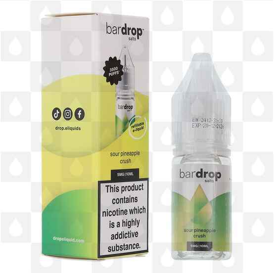 Sour Pineapple Crush by Bar Drop E Liquid | 10ml Nic Salt, Strength & Size: 10mg • 10ml