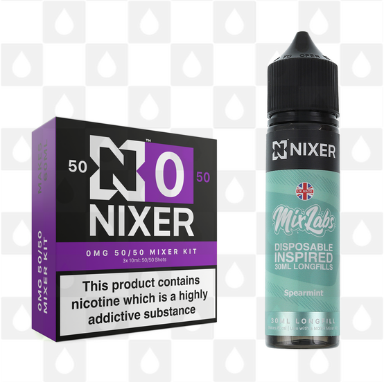 Spearmint by Mix Labs x Nixer E Liquid | 60ml Long Fill, Nicotine Type: Nicotine Free, Strength & Size: 00mg • 60ml • Inc VG/PG Shots (50/50)