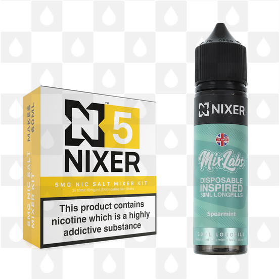 Spearmint by Mix Labs x Nixer E Liquid | 60ml Long Fill, Nicotine Type: Nicotine Salt, Strength & Size: 05mg Salt • 60ml • Inc Shots (50/50)