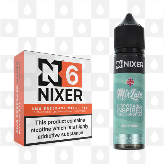 Spearmint by Mix Labs x Nixer E Liquid | 60ml Long Fill, Nicotine Type: Regular Nicotine, Strength & Size: 06mg • 60ml • Inc Shots (70/30)