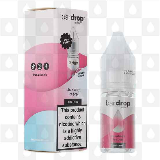 Strawberry Ice Pop by Bar Drop E Liquid | 10ml Nic Salt, Strength & Size: 20mg • 10ml
