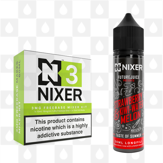 Strawberry Kiwi Watermelon by Future Juice x Nixer E Liquid | 60ml Long Fill, Nicotine Type: Regular Nicotine, Strength & Size: 03mg • 60ml • Inc Shots (70/30)