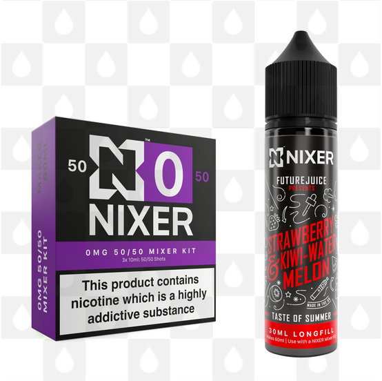 Strawberry Kiwi Watermelon by Future Juice x Nixer E Liquid | 60ml Long Fill, Nicotine Type: Nicotine Free, Strength & Size: 00mg • 60ml • Inc VG/PG Shots (50/50)
