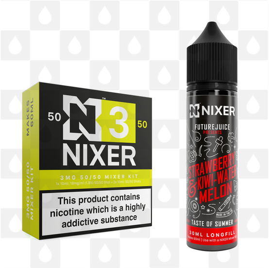 Strawberry Kiwi Watermelon by Future Juice x Nixer E Liquid | 60ml Long Fill, Nicotine Type: Regular Nicotine, Strength & Size: 03mg • 60ml • Inc Shots (50/50)