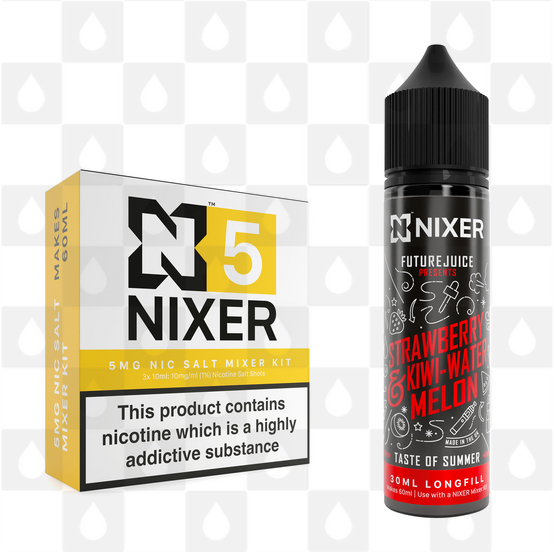 Strawberry Kiwi Watermelon by Future Juice x Nixer E Liquid | 60ml Long Fill, Nicotine Type: Nicotine Salt, Strength & Size: 05mg Salt • 60ml • Inc Shots (50/50)