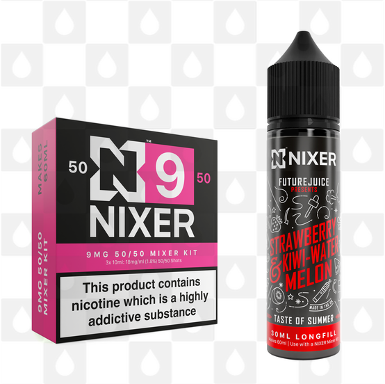 Strawberry Kiwi Watermelon by Future Juice x Nixer E Liquid | 60ml Long Fill, Nicotine Type: Regular Nicotine, Strength & Size: 09mg • 60ml • Inc Shots (50/50)