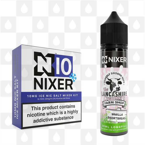 Vanilla Shortbread by The Lancashire Creamery x Nixer E Liquid | 60ml Long Fill, Nicotine Type: Nicotine Salt, Strength & Size: 10mg Salt Ice • 60ml • Inc Shots (50/50)