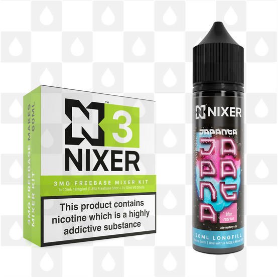 Blue Razz Ice by Japanta x Nixer E Liquid | 60ml Long Fill, Nicotine Type: Regular Nicotine, Strength & Size: 03mg • 60ml • Inc Shots (70/30)
