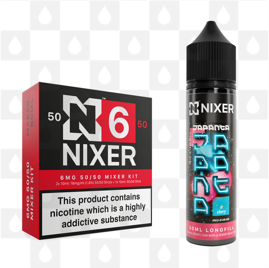 Dr Cherry by Japanta x Nixer E Liquid | 60ml Long Fill, Nicotine Type: Regular Nicotine, Strength & Size: 06mg • 60ml • Inc Shots (50/50)