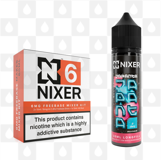 Dr Cherry by Japanta x Nixer E Liquid | 60ml Long Fill, Nicotine Type: Regular Nicotine, Strength & Size: 06mg • 60ml • Inc Shots (70/30)