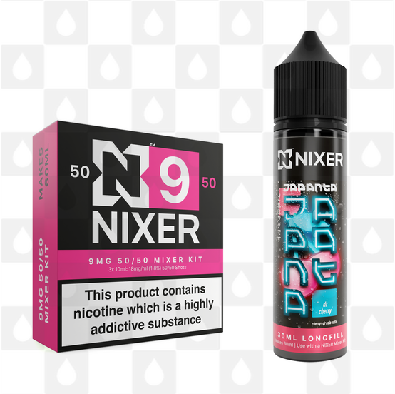 Dr Cherry by Japanta x Nixer E Liquid | 60ml Long Fill, Nicotine Type: Regular Nicotine, Strength & Size: 09mg • 60ml • Inc Shots (50/50)
