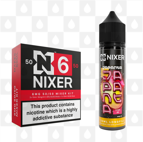 Mango Ice by Japanta x Nixer E Liquid | 60ml Long Fill, Nicotine Type: Regular Nicotine, Strength & Size: 06mg • 60ml • Inc Shots (50/50)