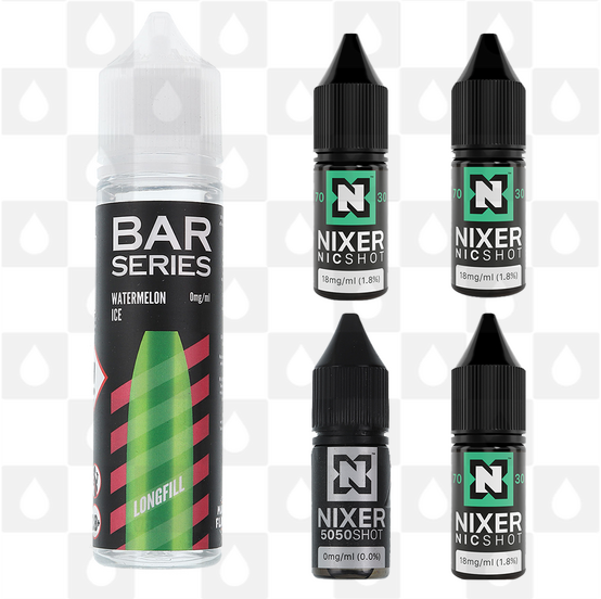 Watermelon Ice by Bar Series E Liquid | 60ml Long Fill, Nicotine Type: Regular Nicotine, Strength & Size: 09mg • 60ml • Inc Shots (50/50)